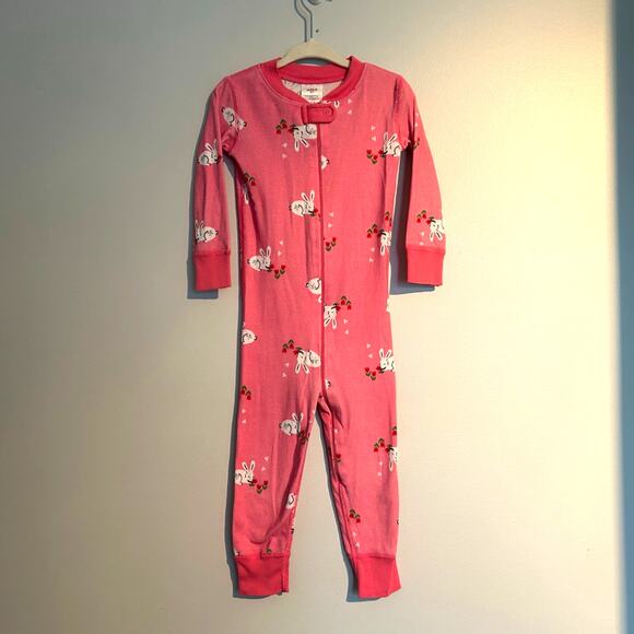 Hanna Andersson Footless Pajamas – Pink with Bunnies – Toddler Girl Size 2T - Picture 1 of 4